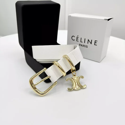 Ремінь жіночий Celine LOGO білий