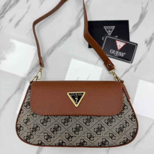 Сумка Guess MINI багет бежевий+корич.