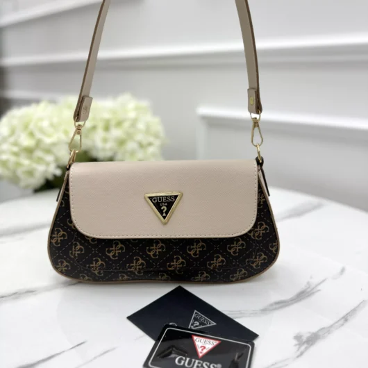 Сумка Guess MINI багет коричневий+беж.