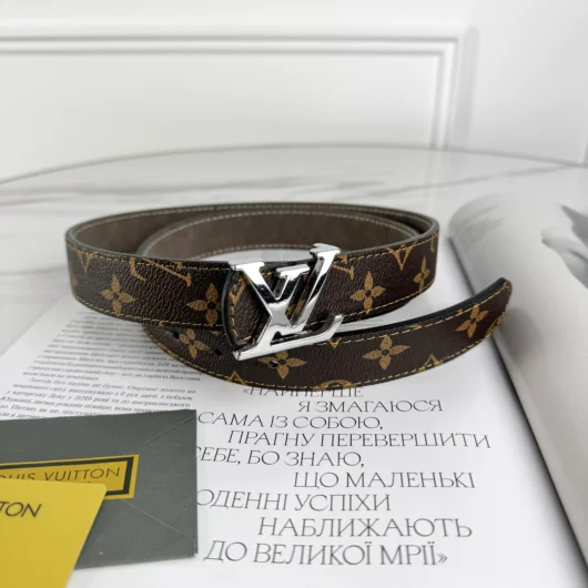 Ремінь Louis Vuitton коричневий класик срібло