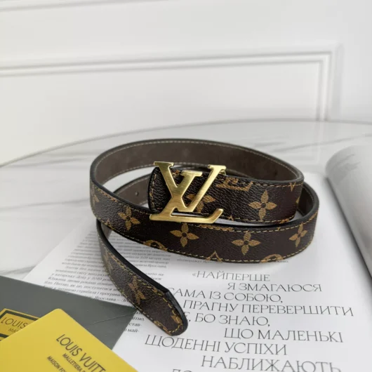 Ремінь Louis Vuitton коричневий класик золото