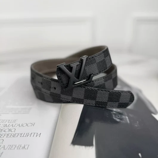 Ремінь Louis Vuitton чорний шахмати мат