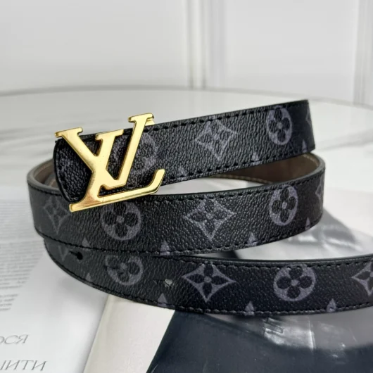 Ремінь Louis Vuitton чорний класик золото