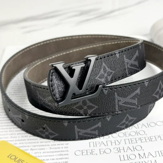 Ремінь Louis Vuitton чорний класик мат