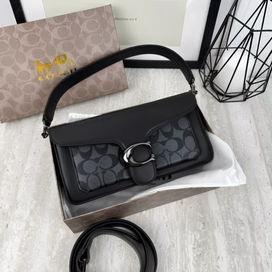 Сумка Coach Tabby Black чорно-сірий гладкий