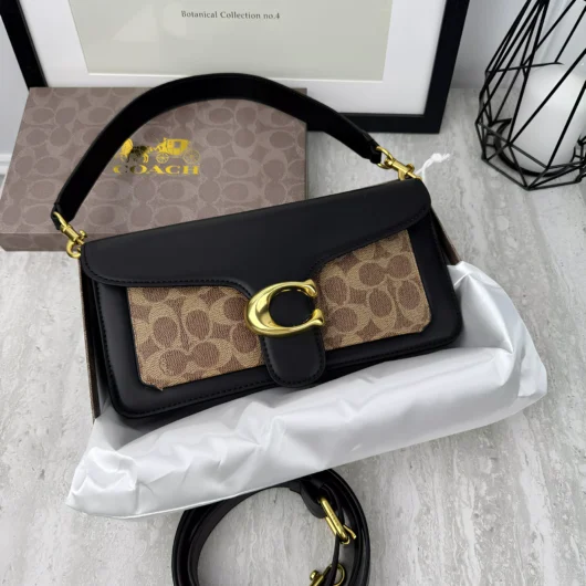 Сумка Coach Tabby Black чорно-бежевий гладкий