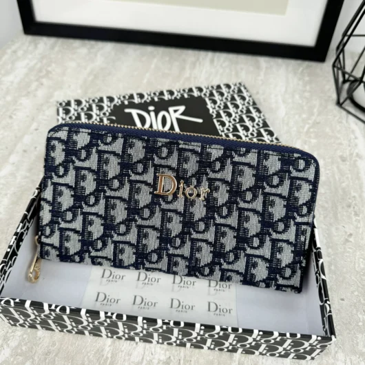 Гаманець Dior великий текстиль синій