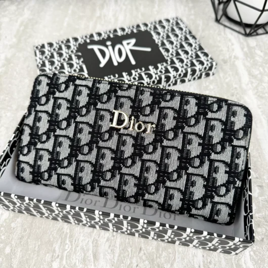 Гаманець Dior великий текстиль чорний