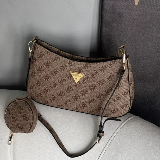 Сумка жіноча Guess Noelle багет 2 в 1 бежевий