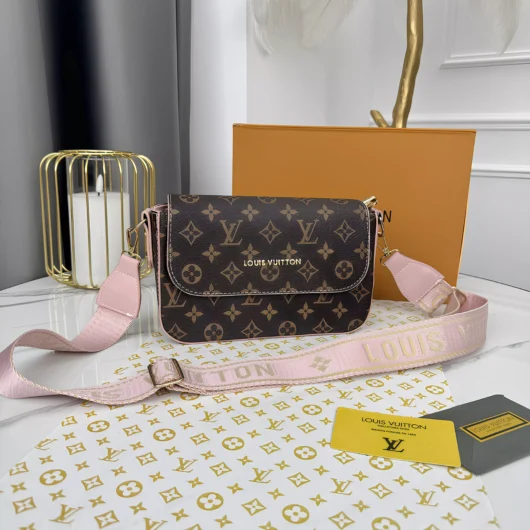 Сумка крос-боді Louis Vuitton два ременя коричнево-рожевий