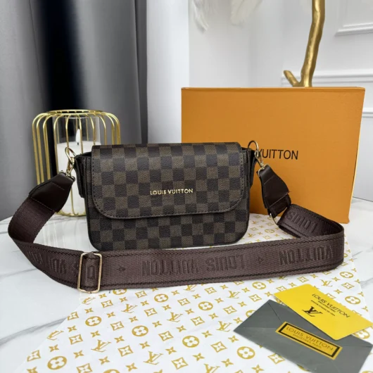 Сумка крос-боді Louis Vuitton два ременя коричневий клітка
