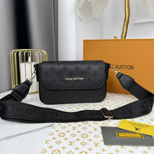 Сумка крос-боді Louis Vuitton два ременя чорний стеганий