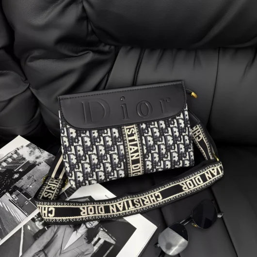 Сумка Christian Dior крос-боді тканинна синій текстиль