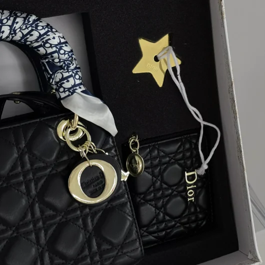Набір подарунковий Dior lady — сумка та гаманець  чорний
