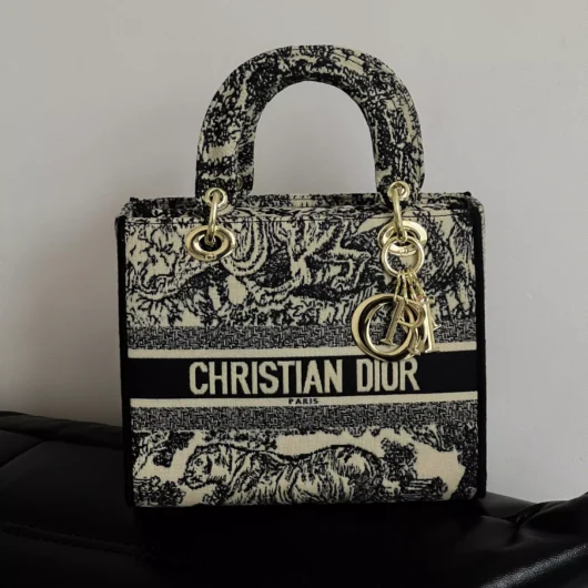 Жіноча сумка Christian Dior Lady medium чорний тигр