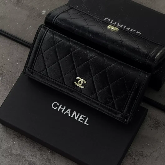 Гаманець Chanel подвійний глянець чорний