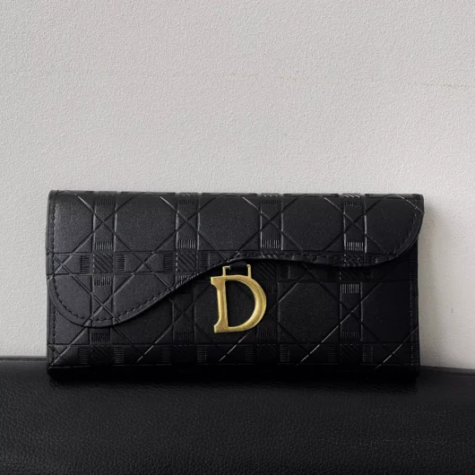 Гаманець Christian Dior подвійний стеганий чорний буква