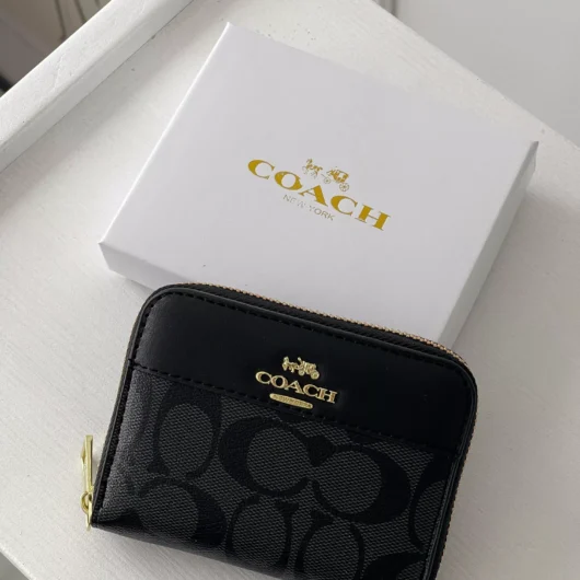 Гаманець Coach маленький напис чорний