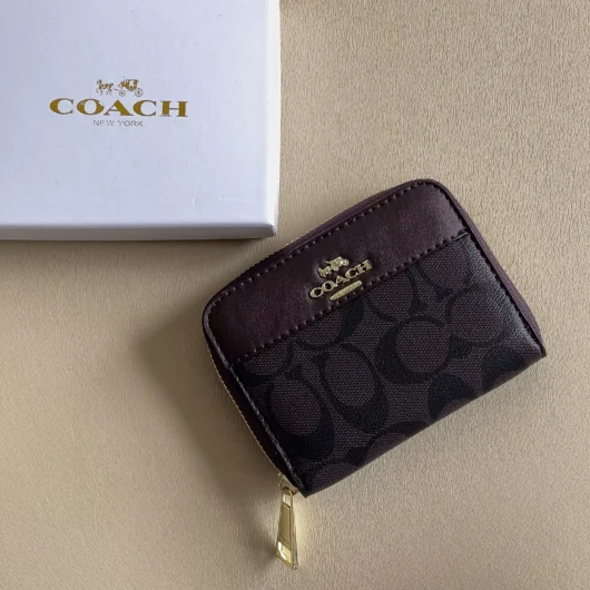 Гаманець Coach маленький напис коричневий