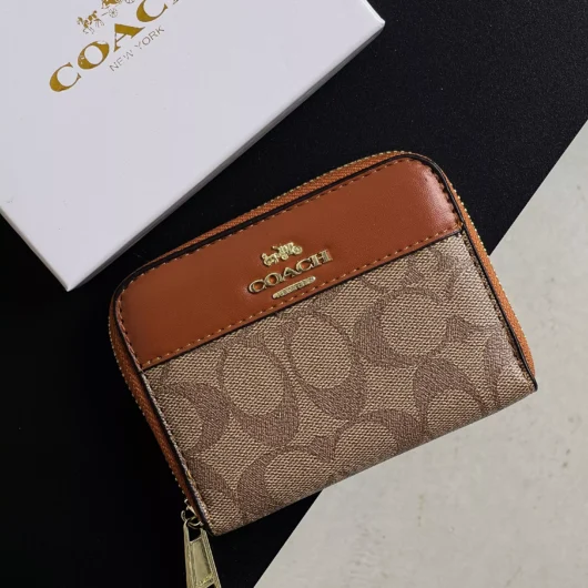 Гаманець Coach маленький напис персиковий