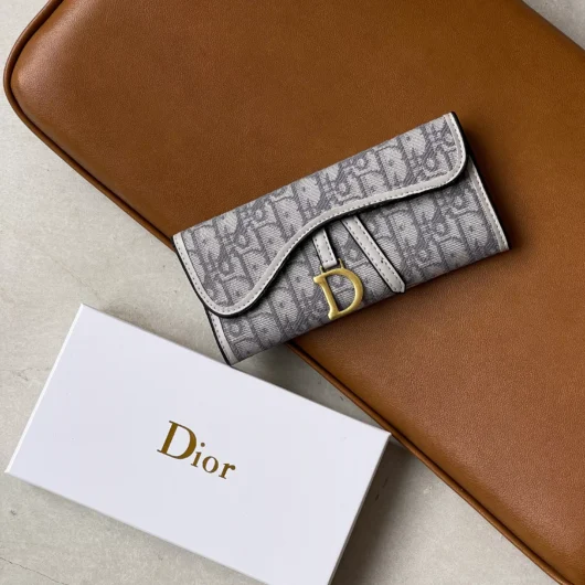 Гаманець-візитниця Christian Dior Saddle світло-сірий