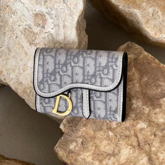 Гаманець Christian Dior Saddle mini світло-сірий