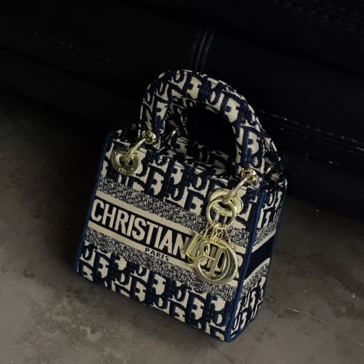 Жіноча сумка Christian Dior Lady size синій класик