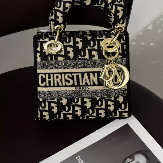 Жіноча сумка Christian Dior Lady size чорний класик