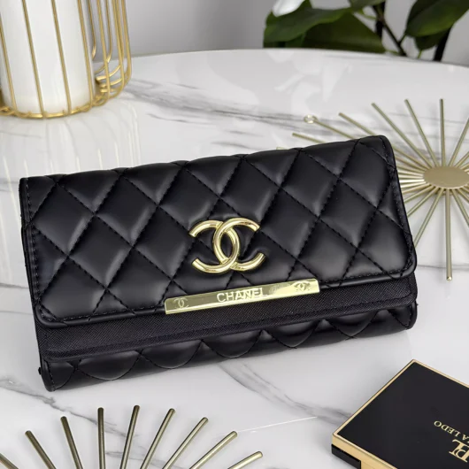 Жіночий гаманець CHANEL великий подвійний чорний