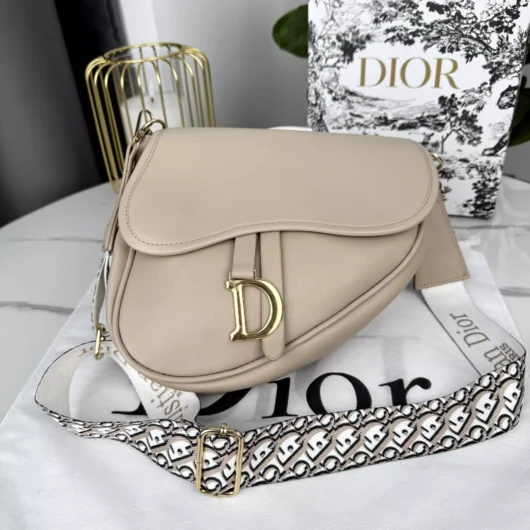 Сумочка Dior сідло — в Еко шкірі бежевий гладкий