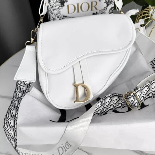 Сумочка Dior сідло — в Еко шкірі білий гладкий