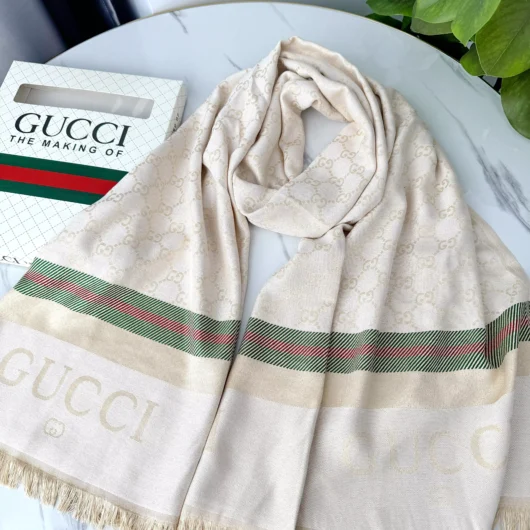 ПАЛАНТИН ШАРФ GUCCI двосторонній світло-бежевий