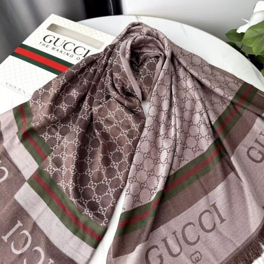 ПАЛАНТИН ШАРФ GUCCI двосторонній коричневий