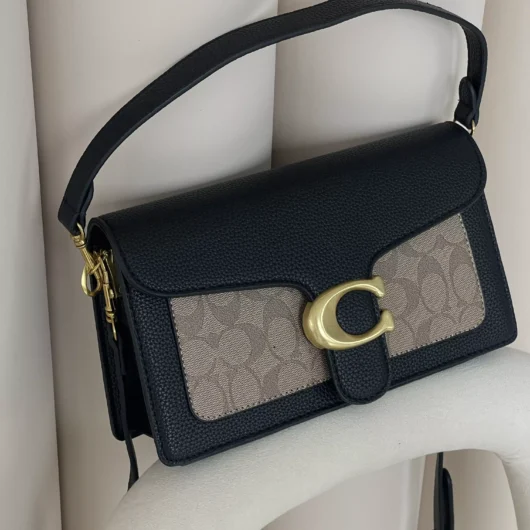 Сумка Coach Tabby Black еко чорно-бежевий