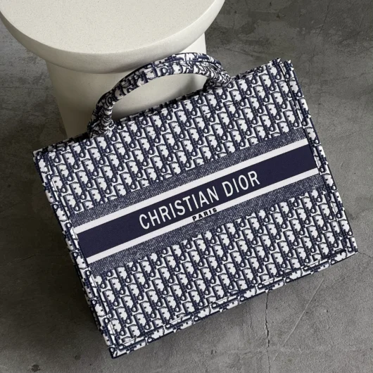 СУМКА DIOR ШОПЕР ТКАНЕВИЙ ВЕЛИКИЙ молочно-синій