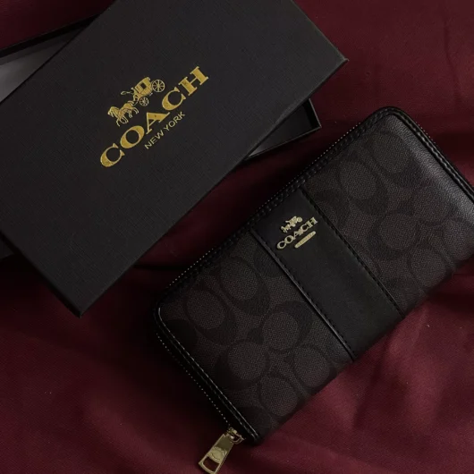 Гаманець Coach великий з полоскою коричневий