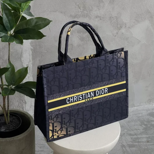 СУМКА DIOR ШОПЕР ТКАНЕВИЙ ВЕЛИКИЙ темно-синій