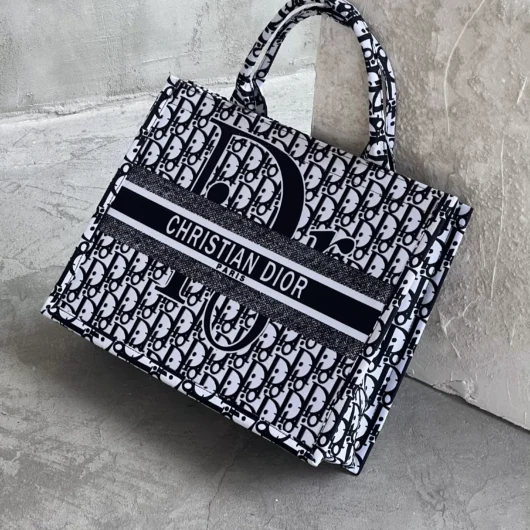 СУМКА DIOR ШОПЕР ТКАНЕВИЙ ВЕЛИКИЙ чорна буква