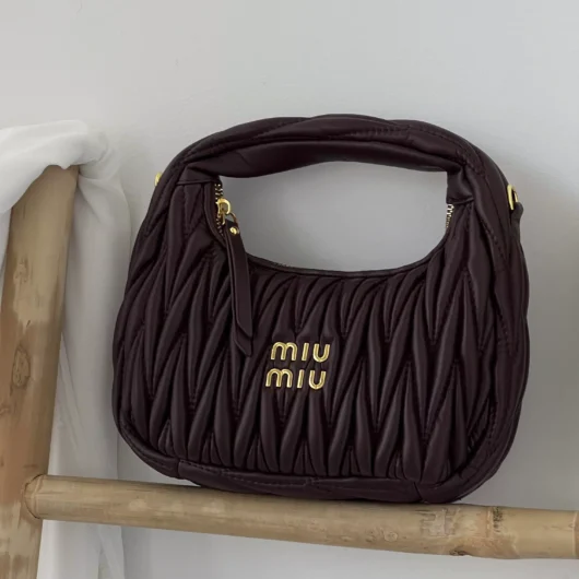 Сумка Miu Miu Wander Matelassé Nappa Leather бургунди