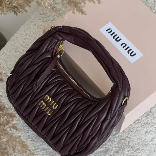Сумка Miu Miu Wander Matelassé Nappa Leather бургунди