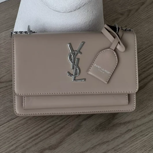Жіноча сумочка клатч Saint Laurent гладка бежевий