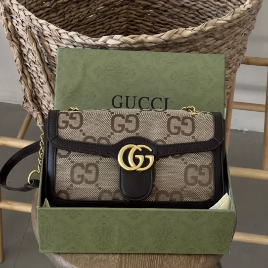 Сумка Gucci Marmont шоколад-лого