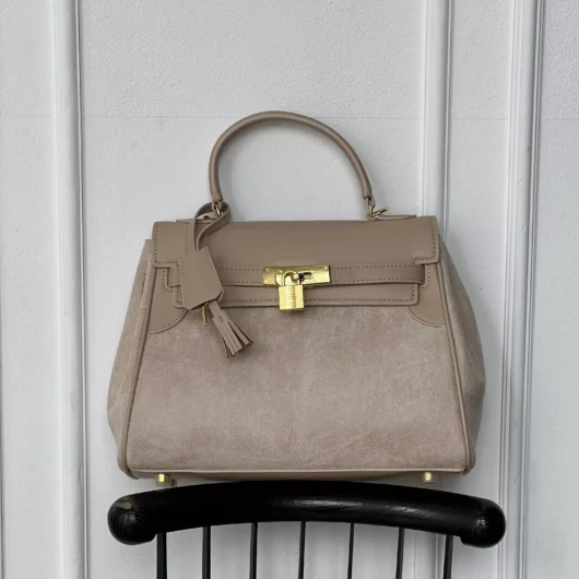 Сумка Hermes in Suede-Leather молочний