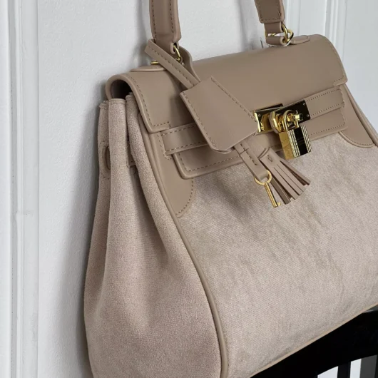 Сумка Hermes in Suede-Leather молочний