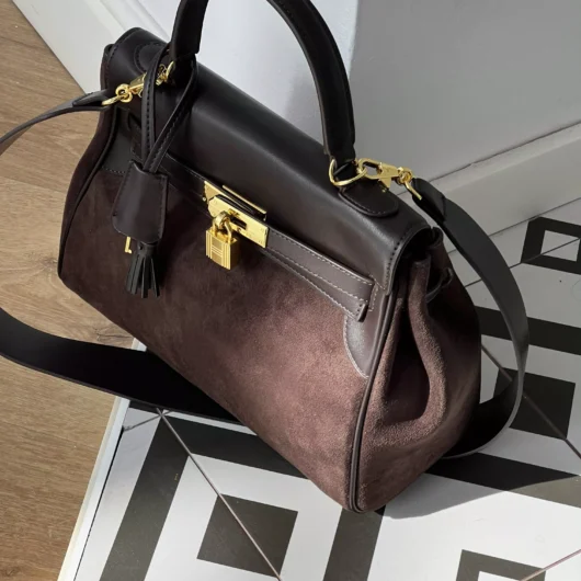 Сумка Hermes in Suede-Leather шоколад