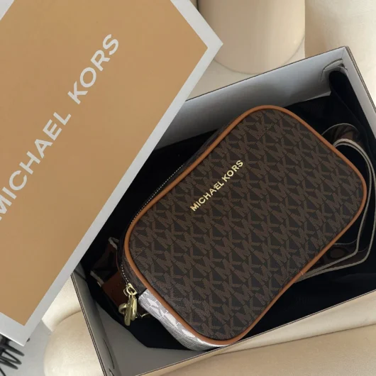 Сумка кросс-боді Michael Kors BODI коричневий-білий