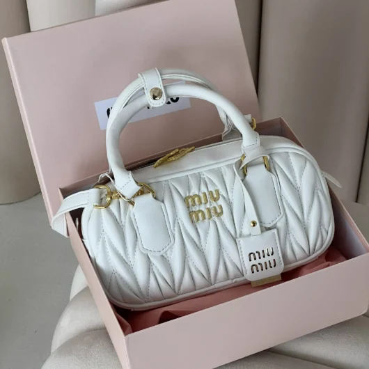 Жіноча сумка Miu Miu Arcadie Matelassé Nappa Leather Bag Premium білий