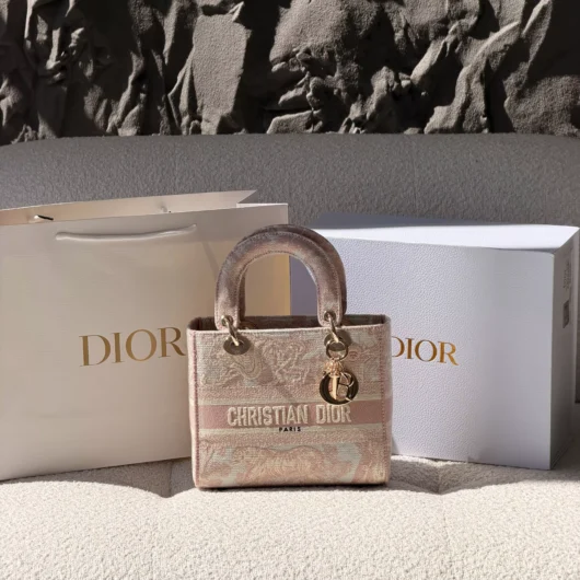 Жіноча сумка Christian Dior Lady D-Lite рожевий тигр