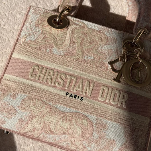 Жіноча сумка Christian Dior Lady D-Lite рожевий тигр