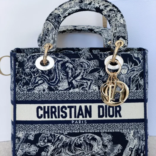 Жіноча сумка Christian Dior Lady D-Lite синій тигр